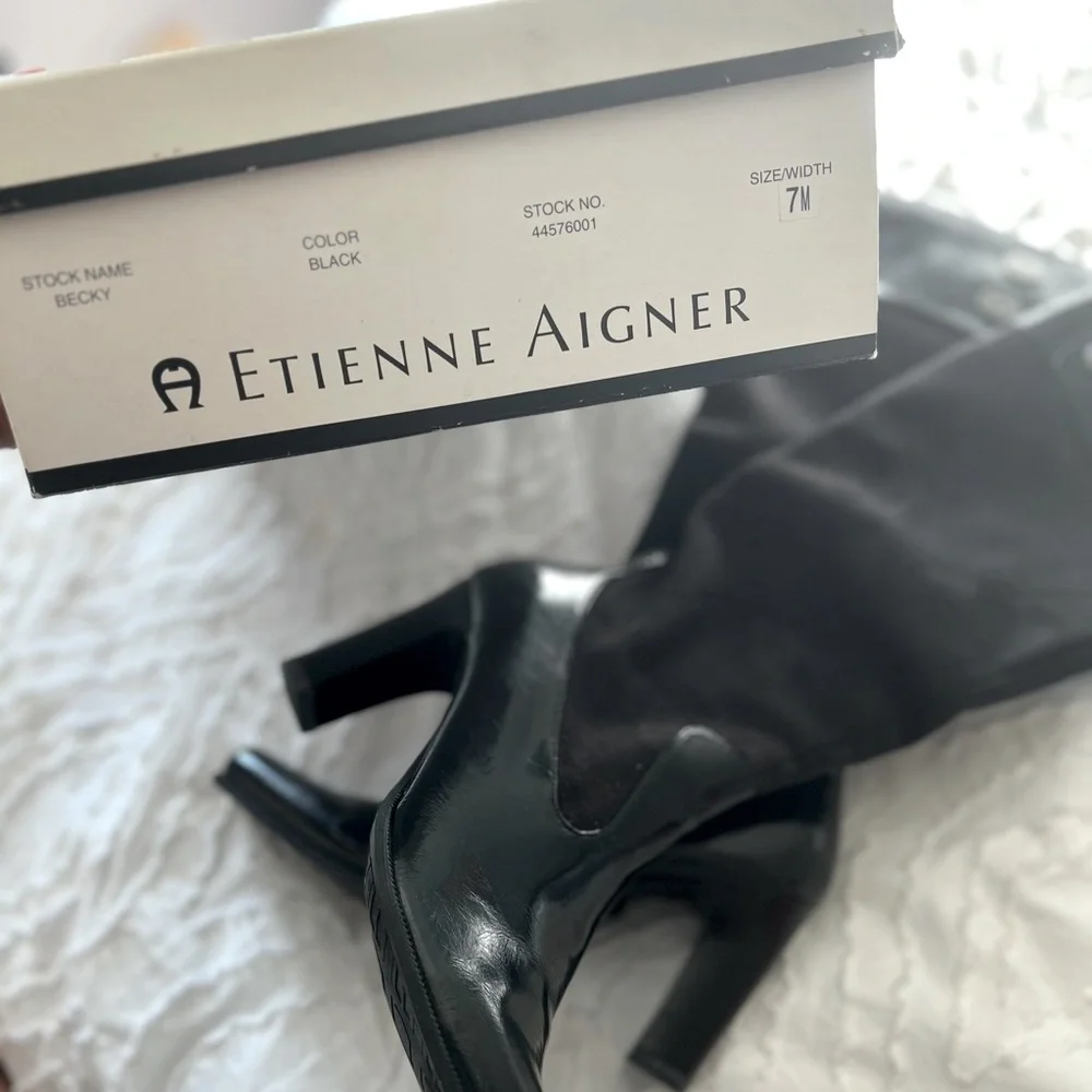 Etienne Aigner Black Heeled Boots - Picture 4 of 5